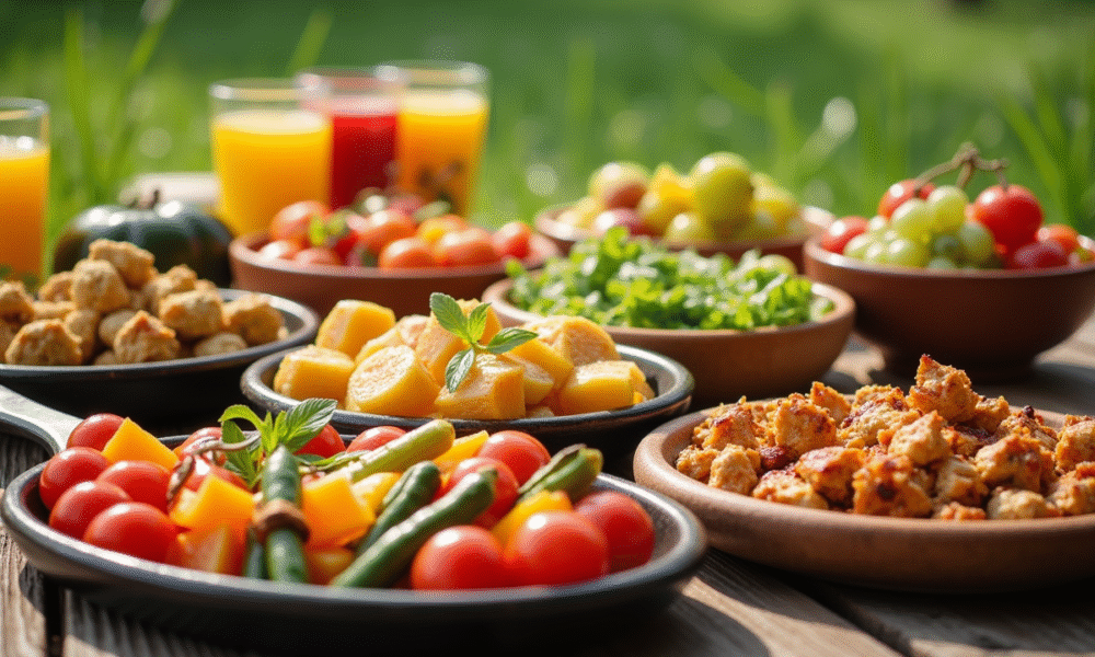 Assortiment de salades et légumes grillés pour barbecue