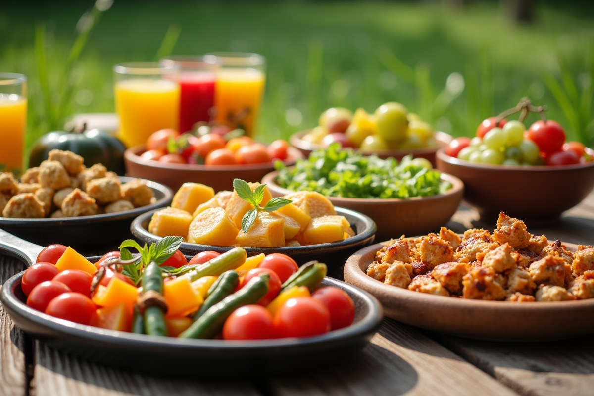 Assortiment de salades et légumes grillés pour barbecue