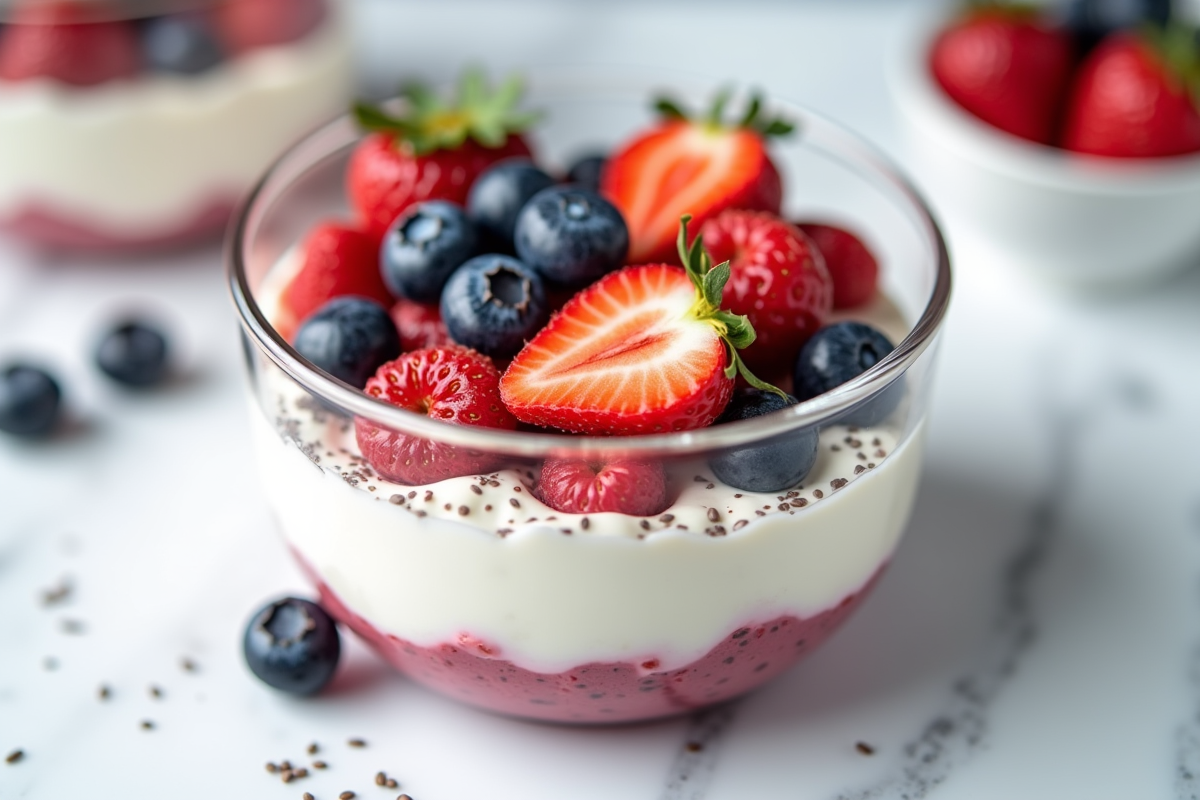 Bol de parfait aux fruits rouges et yogourt grec