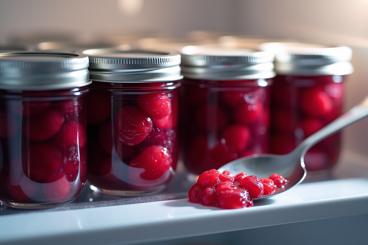 Conserves de confiture de baies dans le frigo