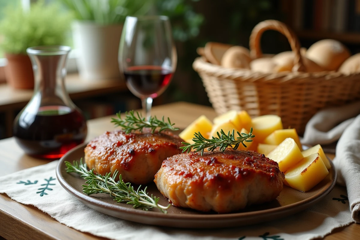 Crépinette de porc et veau servie avec pommes de terre
