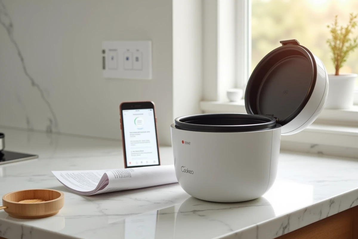 Cookeo ouvert avec guide d'utilisation et brosse de nettoyage pour résoudre l'erreur code 24