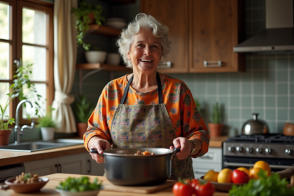 Femme brésilienne préparant la feijoada dans une cuisine chaleureuse
