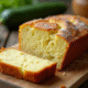 Gâteau de courgette et chèvre tranché sur table en bois