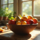 Table rustique avec fruits Yshaped colorés et frais