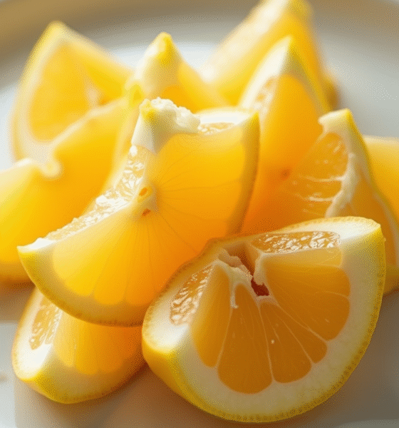 Fruits étoile tranchés sur une assiette blanche