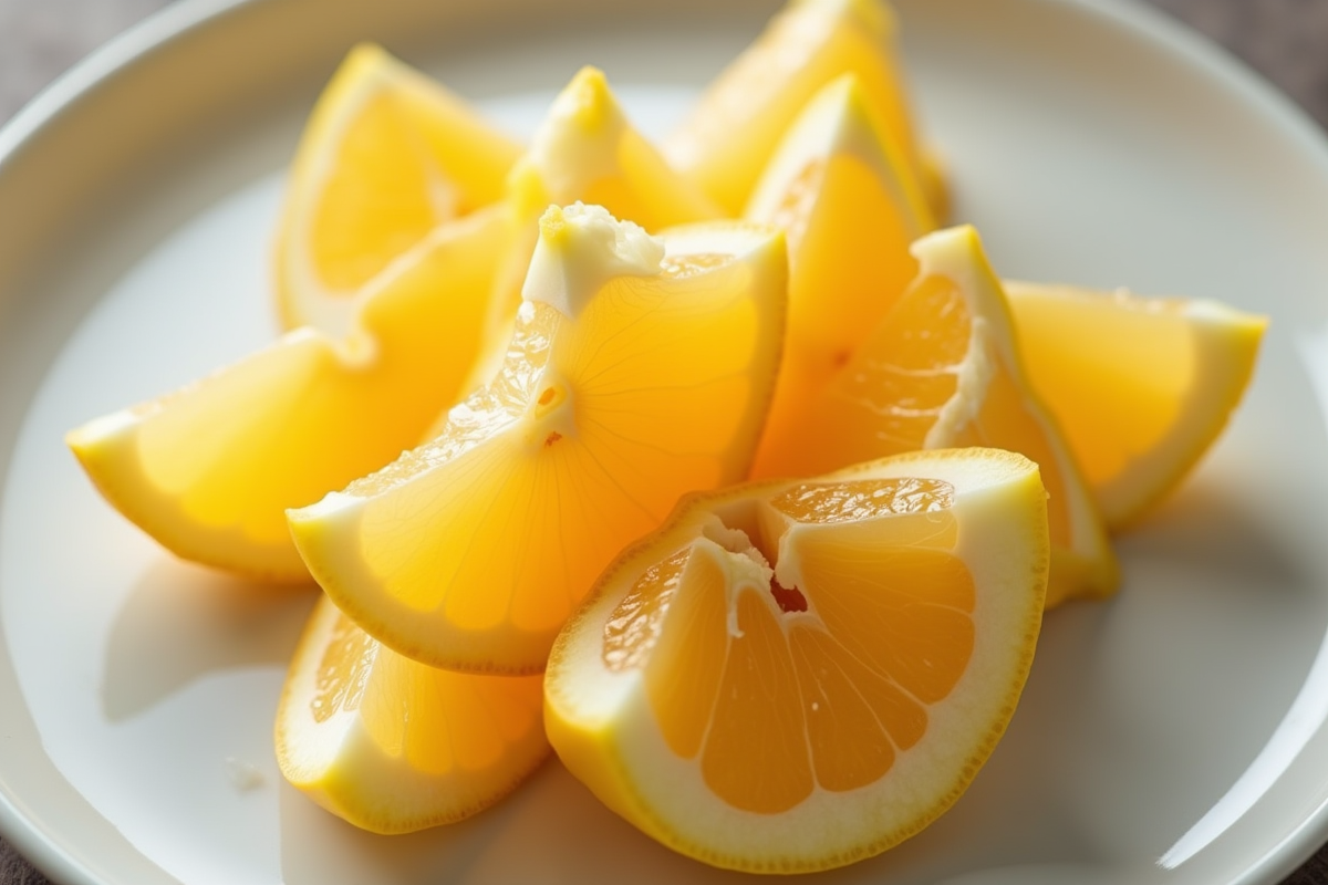 Fruits étoile tranchés sur une assiette blanche