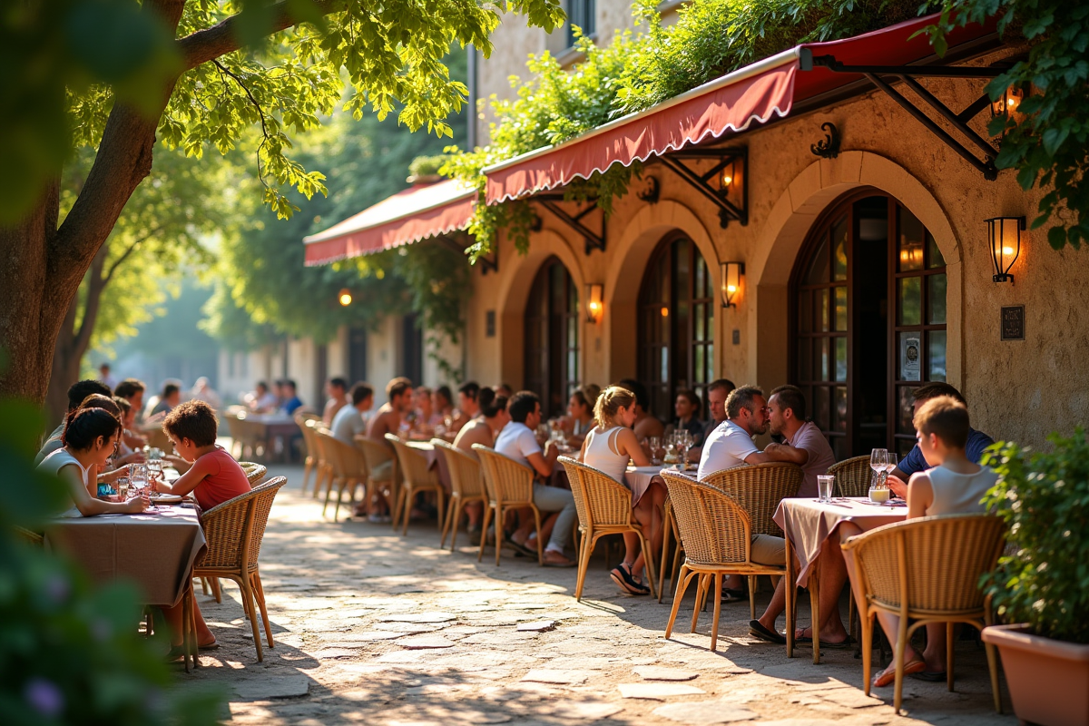 Terrasse de crêperie à Aix en Provence ensoleillée